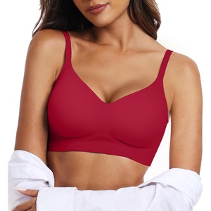 image:imageOEAK Womens Wireless Jelly Bras Comfortable Push Up Bra No Underwire Gel Bra Full Support Lift Everyday Seamless Tshirt BrasWine Red