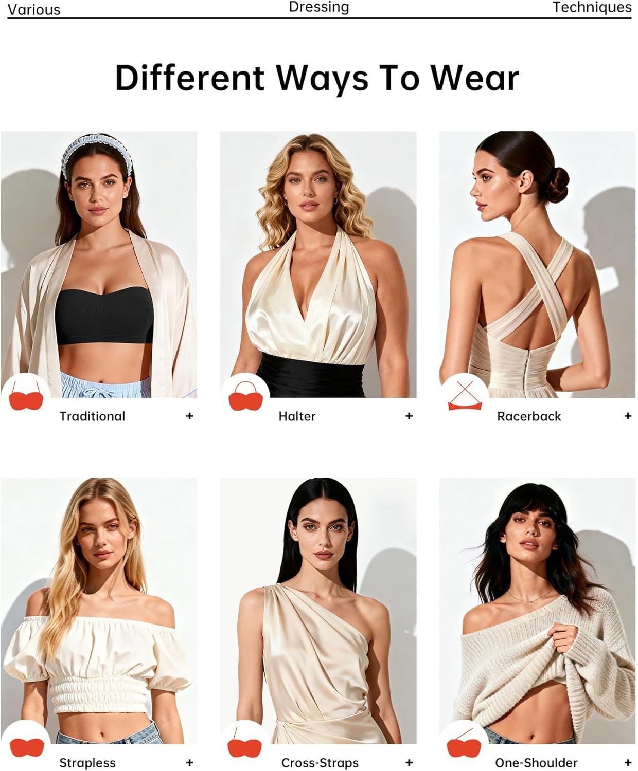 image:imageOEAK Supportive Strapless Bras for Women Push Up Wireless Bandeau Bra Non Slip Seamless Bras Comfortable Padded BraletteBlack