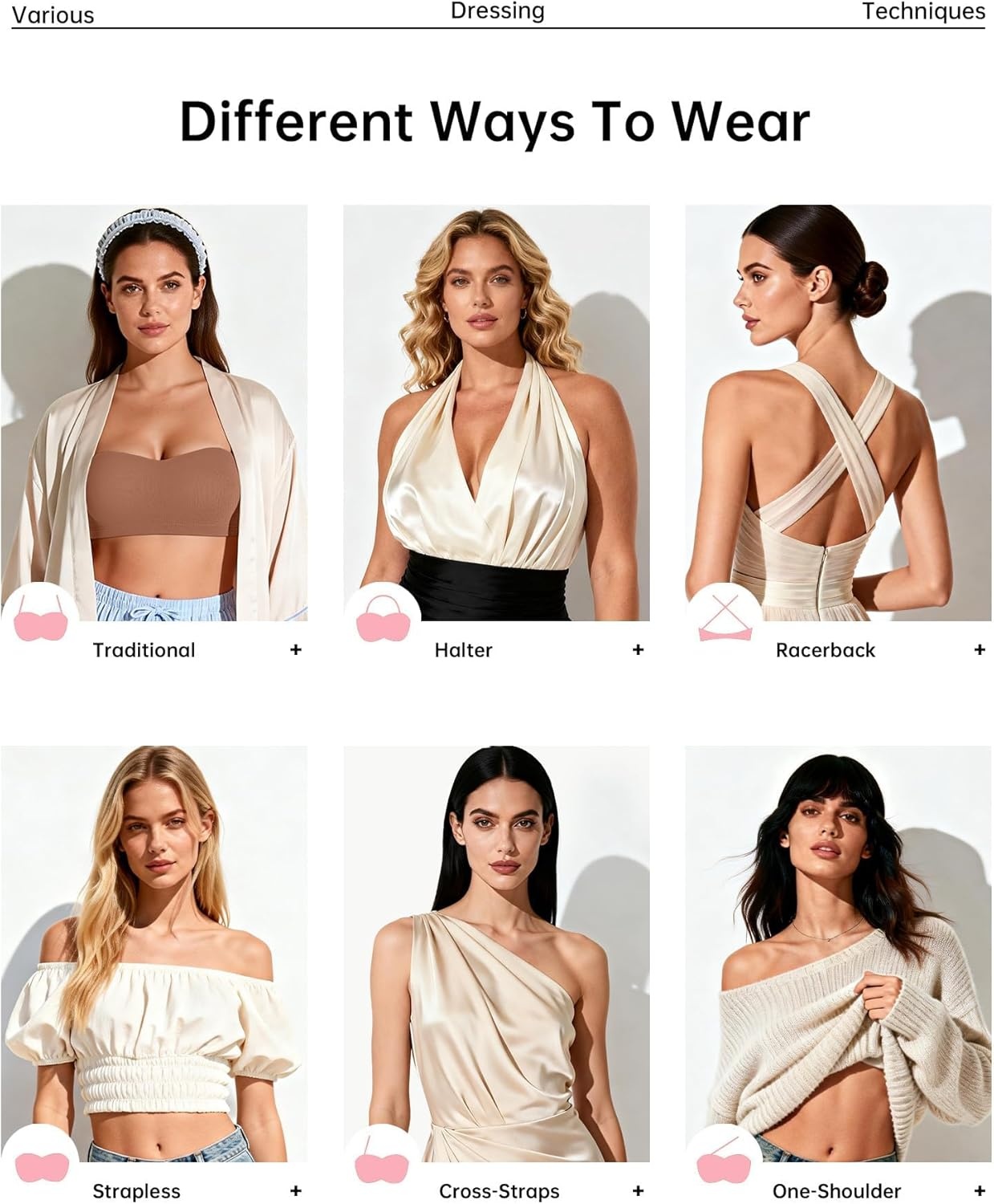 image:imageOEAK Supportive Strapless Bras for Women Push Up Wireless Bandeau Bra Non Slip Seamless Bras Comfortable Padded BraletteGravel Beige