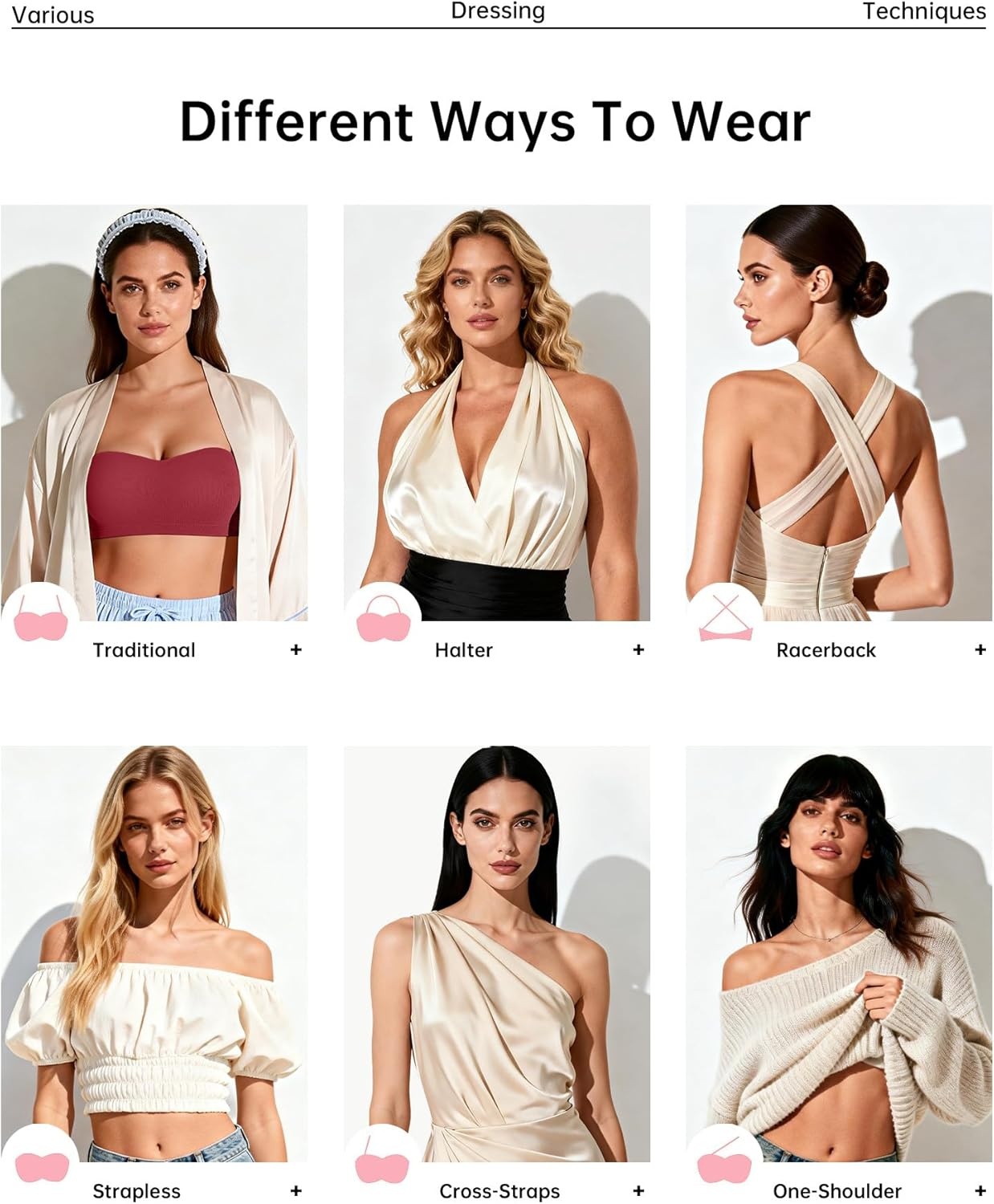 image:imageOEAK Supportive Strapless Bras for Women Push Up Wireless Bandeau Bra Non Slip Seamless Bras Comfortable Padded BraletteRed
