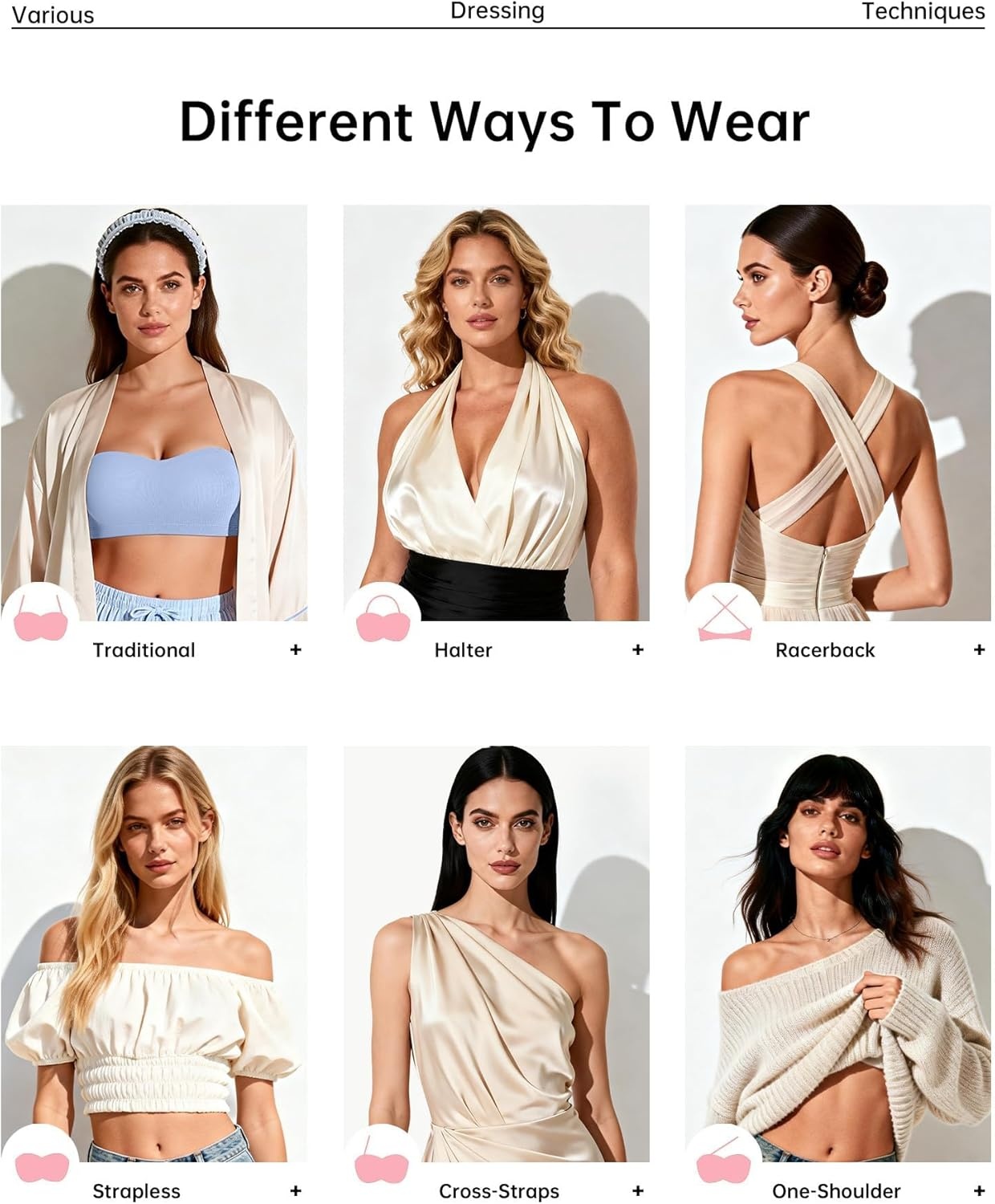 image:imageOEAK Supportive Strapless Bras for Women Push Up Wireless Bandeau Bra Non Slip Seamless Bras Comfortable Padded BraletteSky Blue