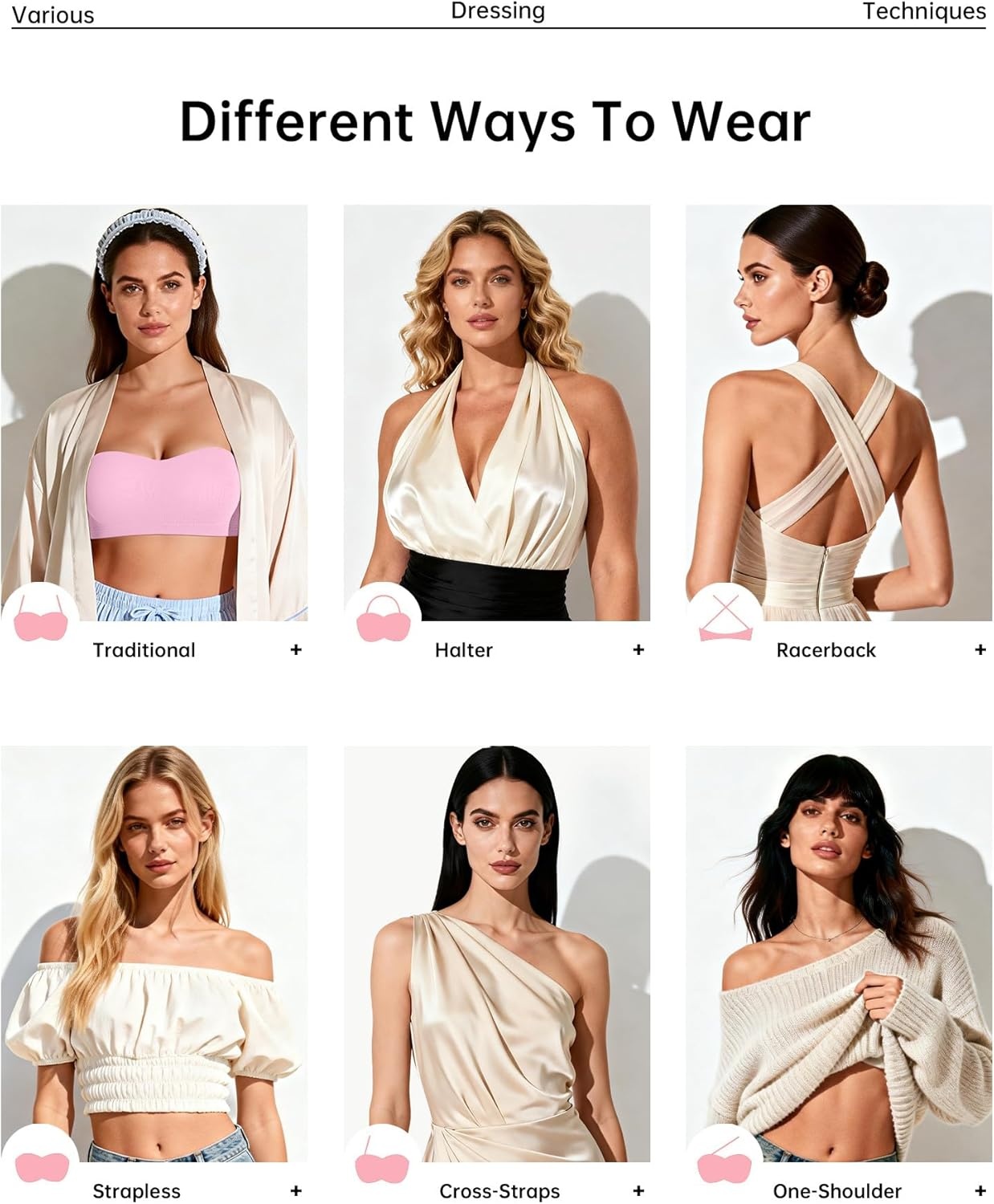 image:imageOEAK Supportive Strapless Bras for Women Push Up Wireless Bandeau Bra Non Slip Seamless Bras Comfortable Padded BraletteSweet Pink
