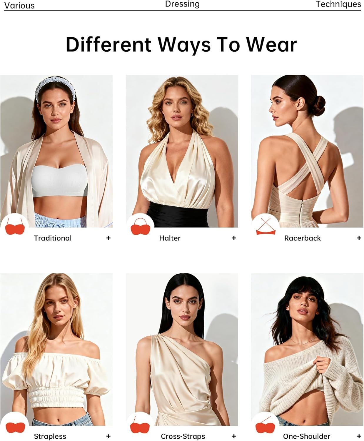 image:imageOEAK Supportive Strapless Bras for Women Push Up Wireless Bandeau Bra Non Slip Seamless Bras Comfortable Padded BraletteWhite