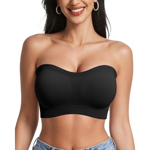 image:imageOEAK Supportive Strapless Bras for Women Push Up Wireless Bandeau Bra Non Slip Seamless Bras Comfortable Padded BraletteBlack