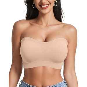 image:imageOEAK Supportive Strapless Bras for Women Push Up Wireless Bandeau Bra Non Slip Seamless Bras Comfortable Padded BraletteNude