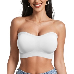 image:imageOEAK Supportive Strapless Bras for Women Push Up Wireless Bandeau Bra Non Slip Seamless Bras Comfortable Padded BraletteWhite