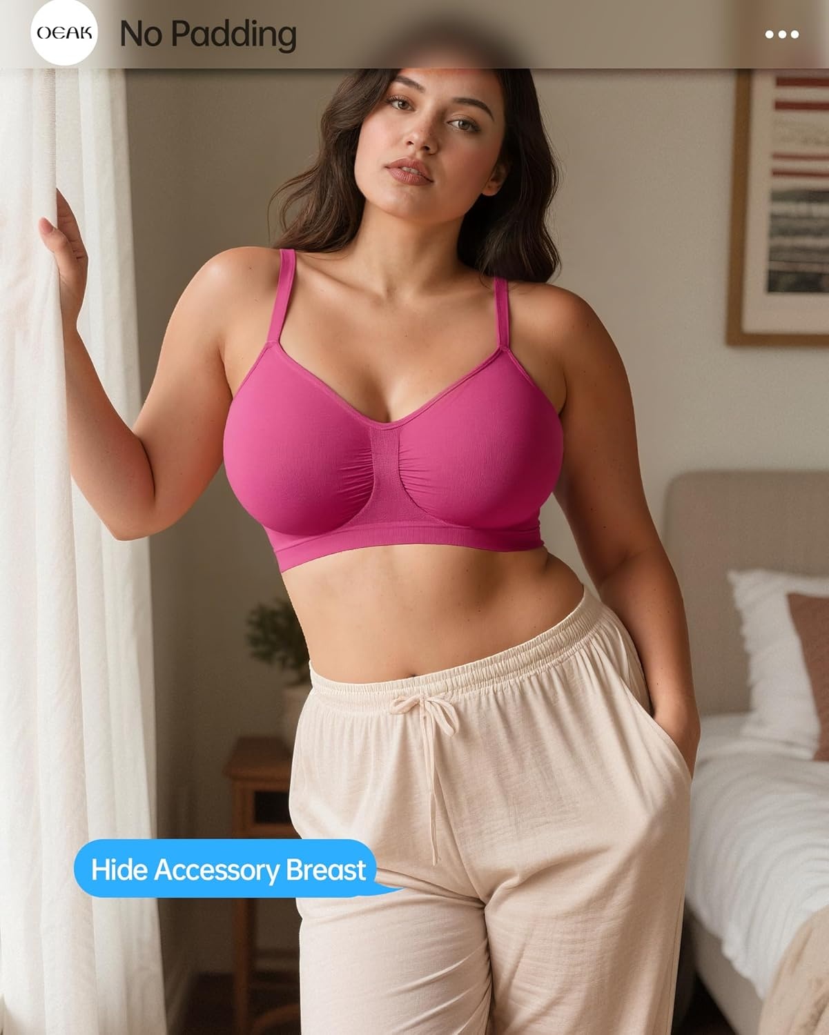 image:imageOEAK Bralettes for Women with Support Comfortable Wireless Bras Seamless Bralette No Underwire Bra Cute Everyday Tshirt Bras M Hot