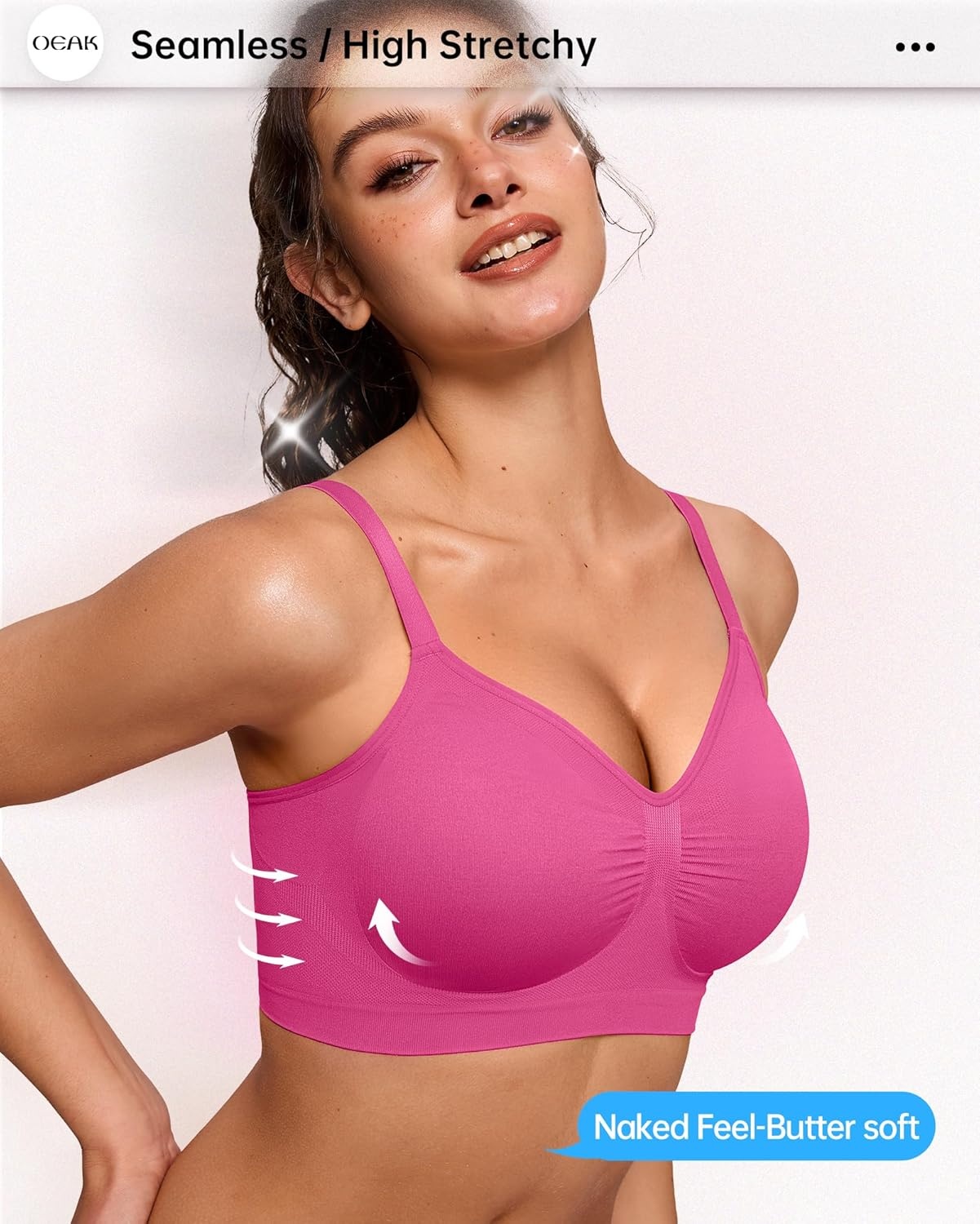 image:imageOEAK Bralettes for Women with Support Comfortable Wireless Bras Seamless Bralette No Underwire Bra Cute Everyday Tshirt Bras S Hot