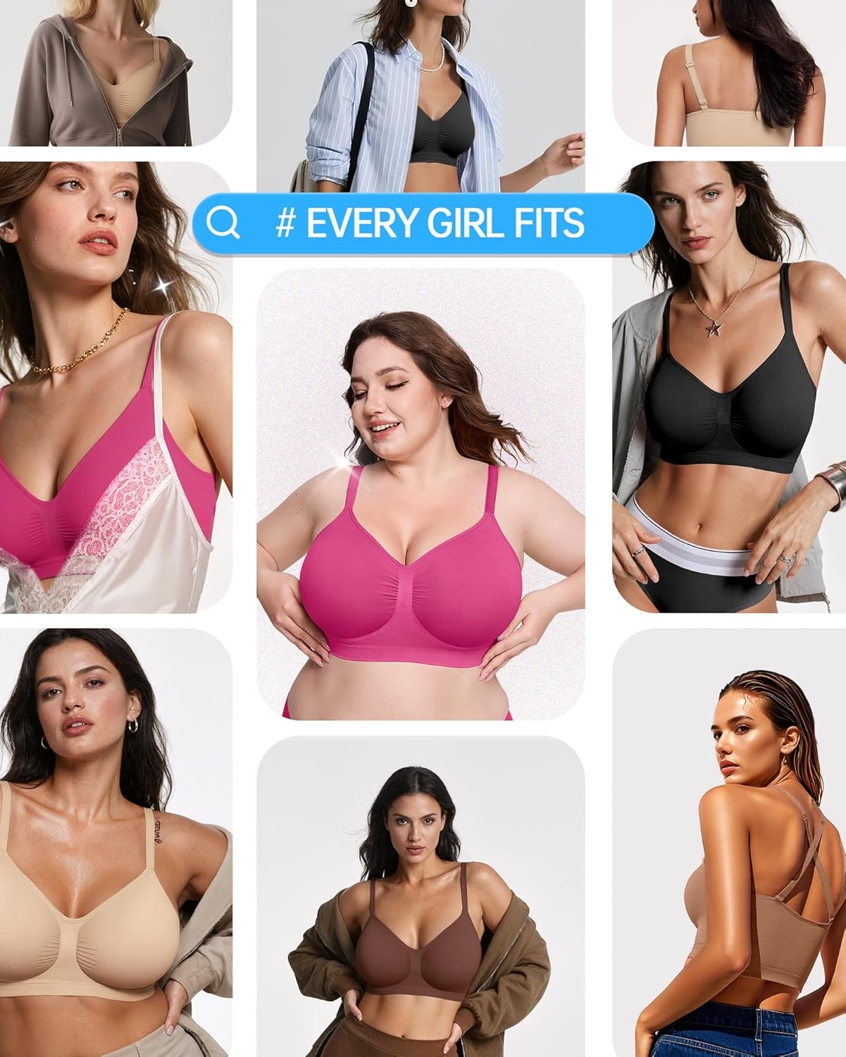 image:imageOEAK Bralettes for Women with Support Comfortable Wireless Bras Seamless Bralette No Underwire Bra Cute Everyday Tshirt Bras S Hot