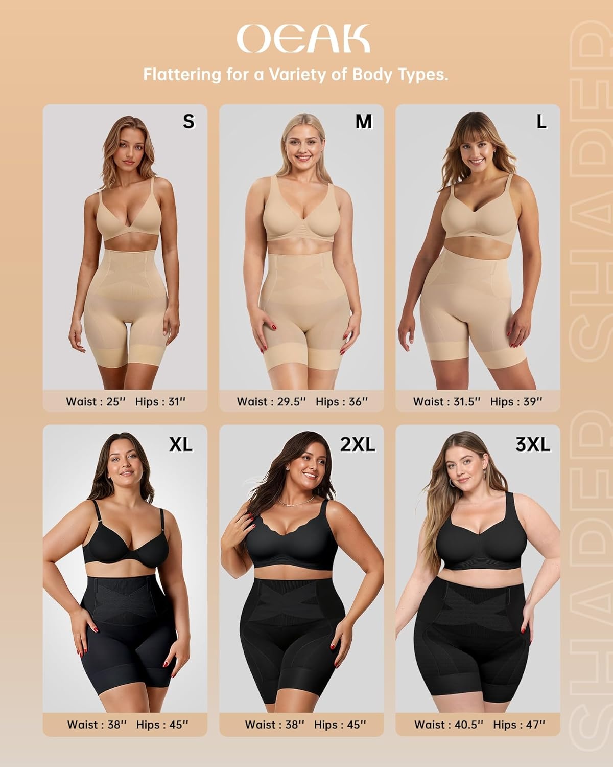 image:imageOEAK Shapewear Tummy Control for Women Thigh Slimmer High Waisted Body Shaper Shorts Butt Lifting Shapewear for Under Dresses Black M
