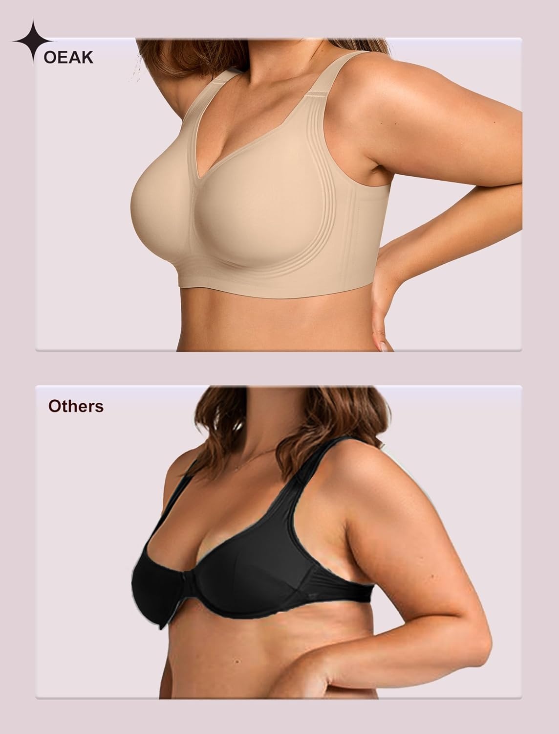 image:imageOEAK Tummy Control Shapewear Brief Nude amp Supportive Wireless Bras Beige 3XL
