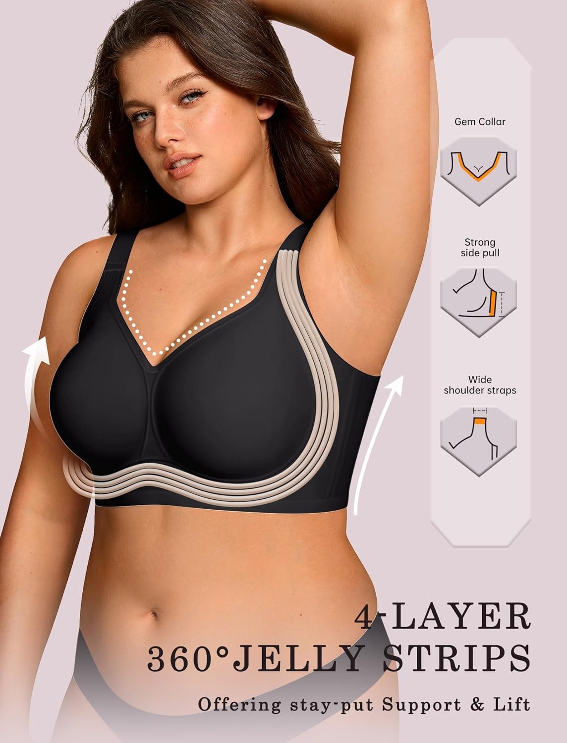 image:imageOEAK Tummy Control Shapewear Shorts amp Supportive Wireless Bras Black XL