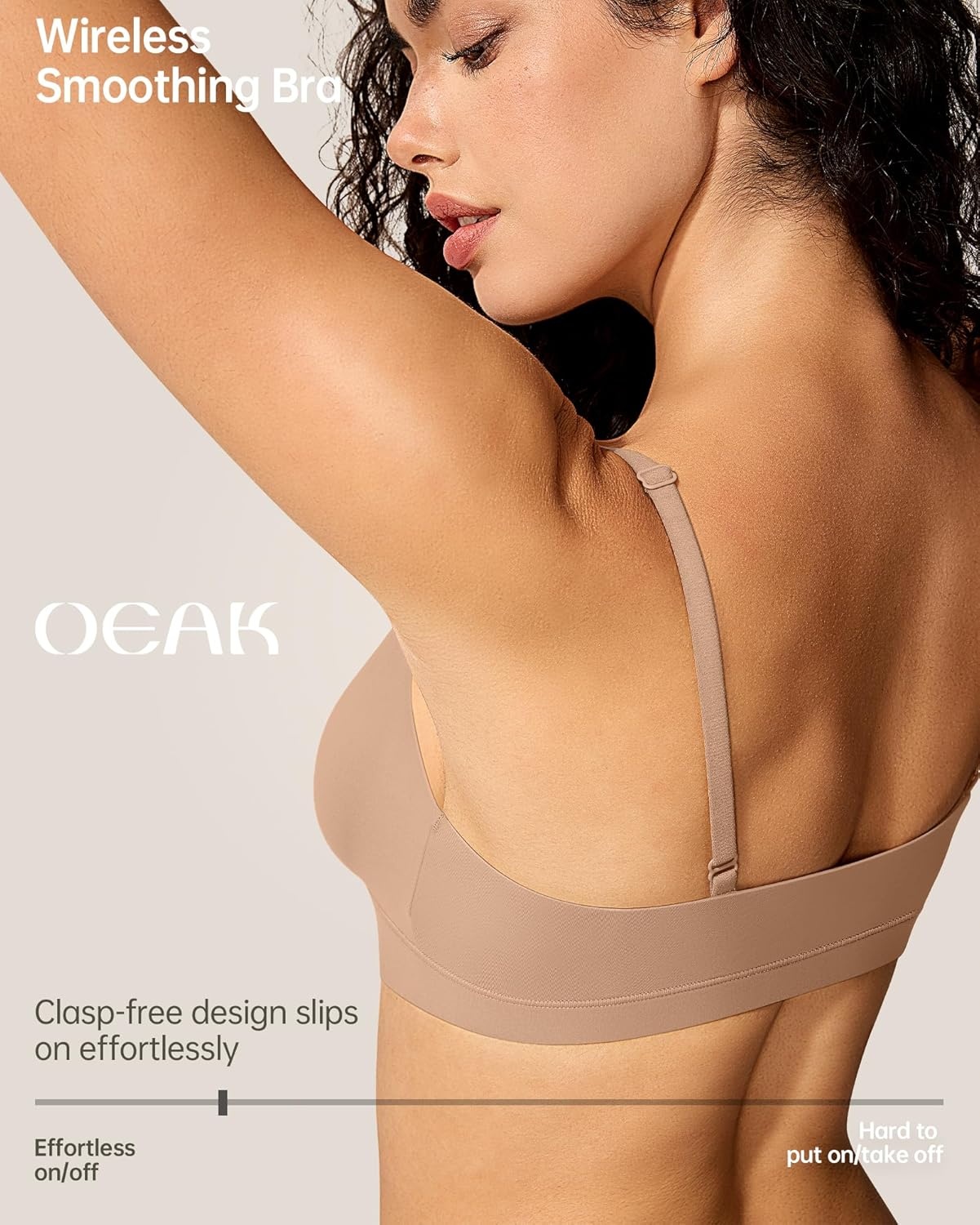 image:imageOEAK Womens Comfortable Triangle Bras No Underwire Sexy Plunge Unlined Bralette Pull On Bra Seamless Everyday Tshirt Bras NudeXL