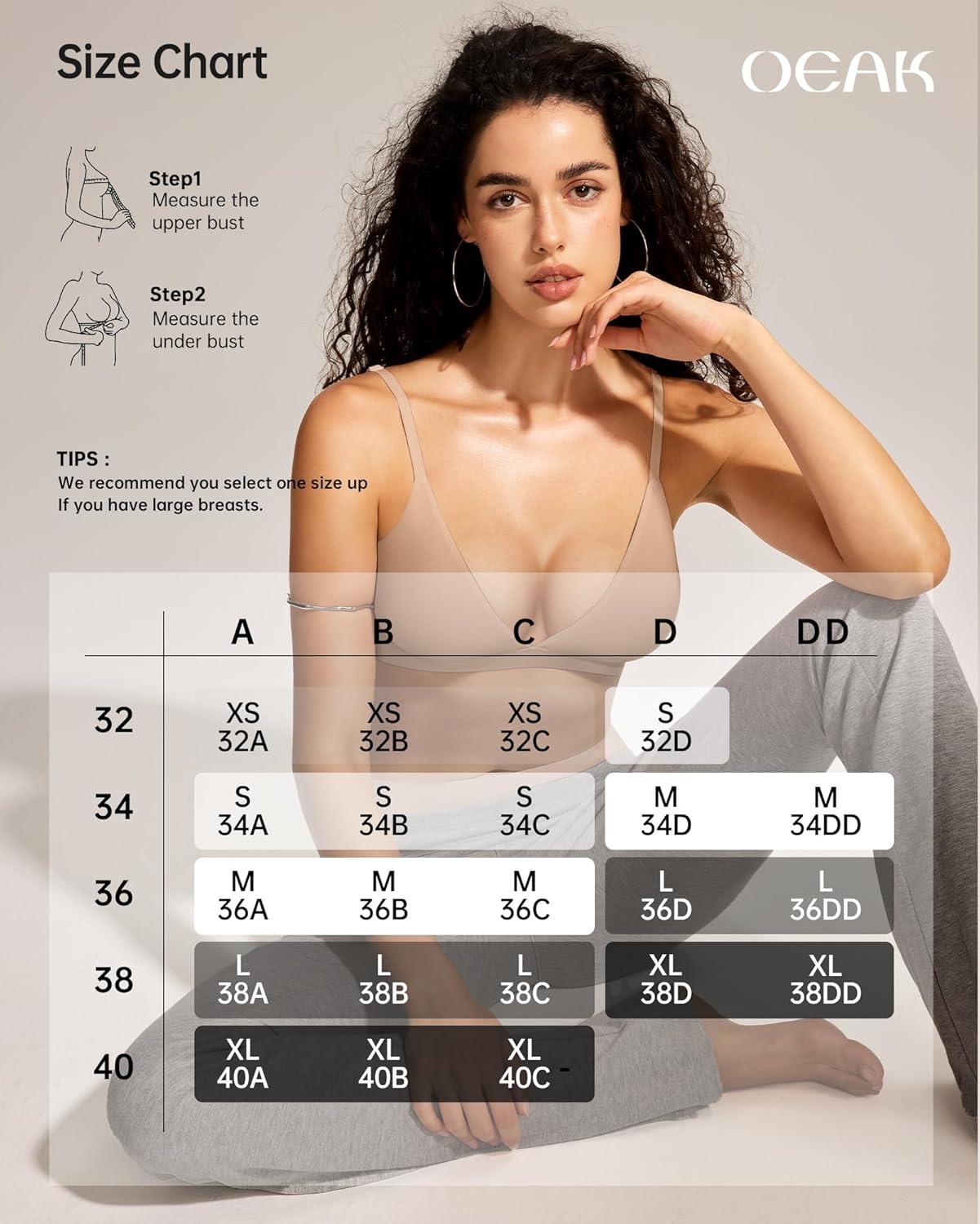 image:imageOEAK Womens Comfortable Triangle Bras No Underwire Sexy Plunge Unlined Bralette Pull On Bra Seamless Everyday Tshirt Bras NudeXL