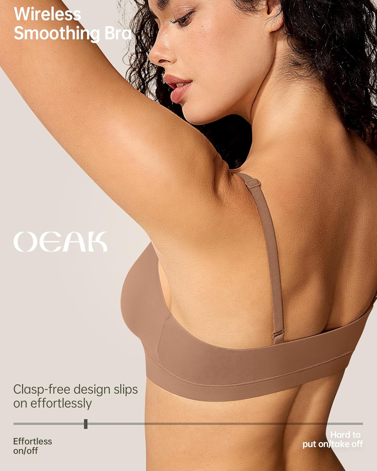 image:imageOEAK Womens Comfortable Triangle Bras No Underwire Sexy Plunge Unlined Bralette Pull On Bra Seamless Everyday Tshirt BrasLatteL