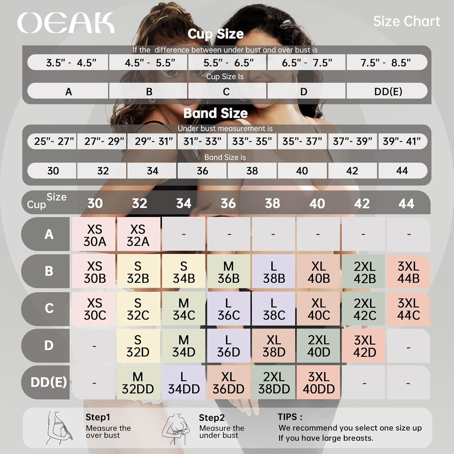 image:imageOEAK Womens Deep V Bras Wireless Bras Coffee amp Tummy Control Shapewear for Women Seamless Nude 2XL