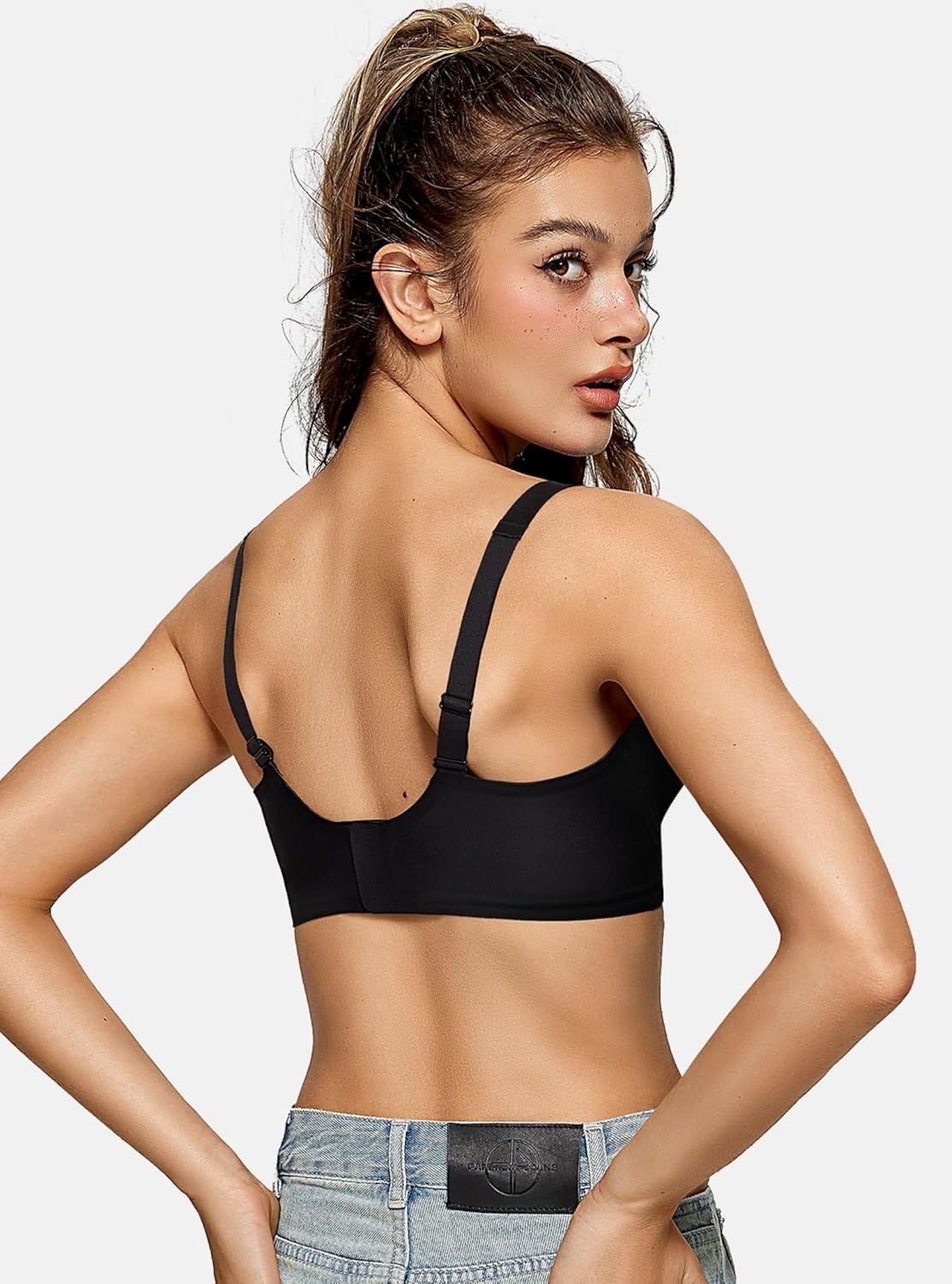 image:imageOEAK Womens Deep V Bras Wireless amp Tummy Control Shapewear SuperPower Black M