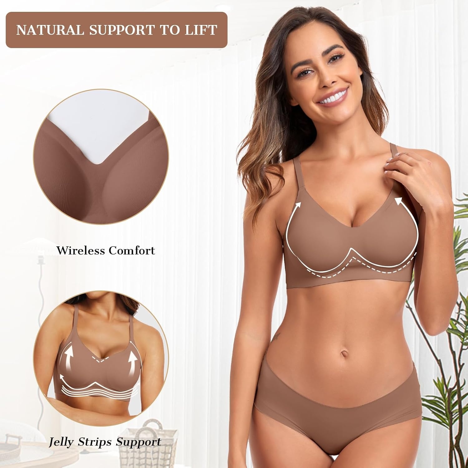image:imageOEAK Womens Push Up Everyday Bras Coffee amp SuperPower Tummy Control Shapewear Nude M
