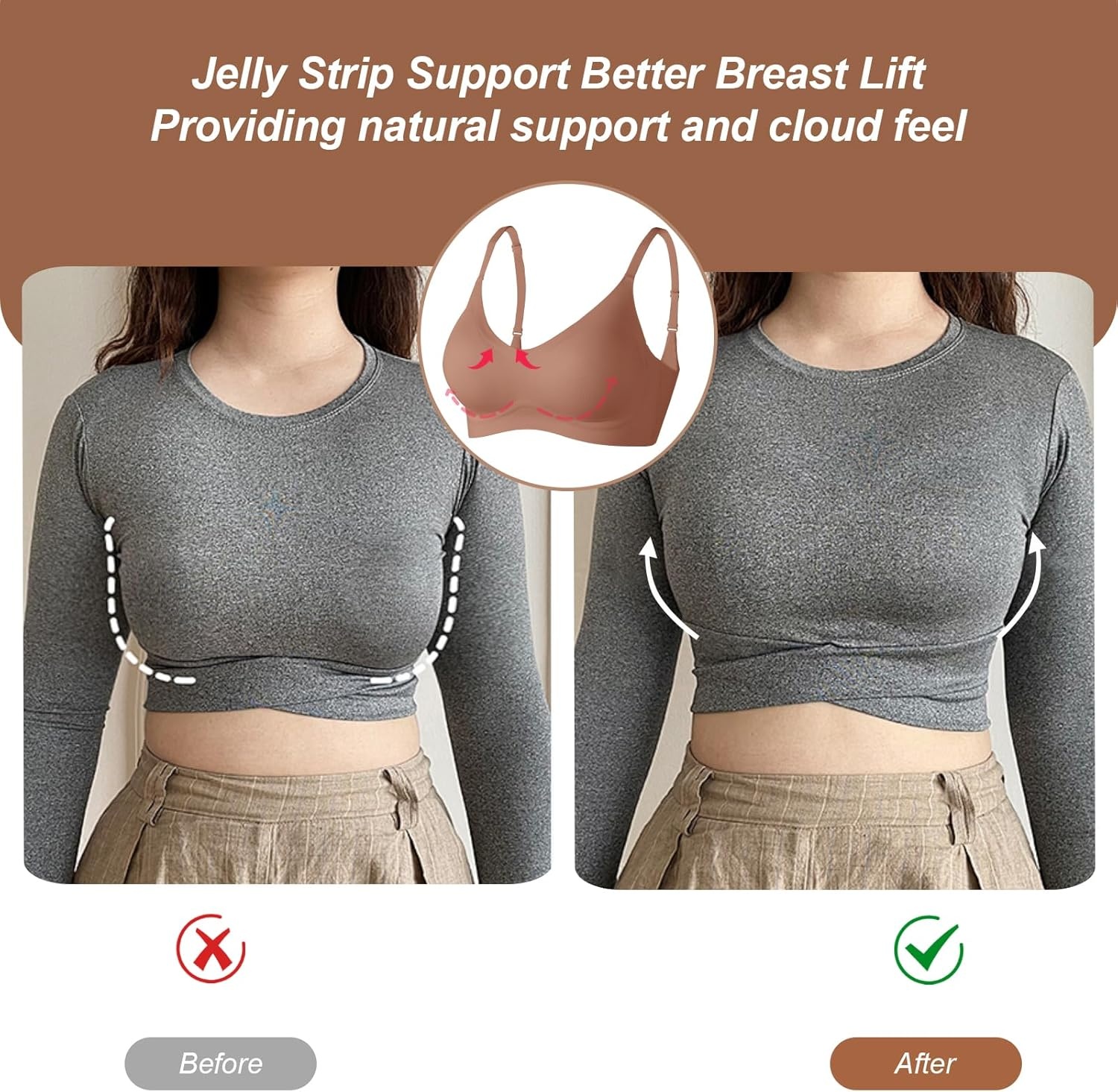 image:imageOEAK Womens Push Up Everyday Bras Coffee amp SuperPower Tummy Control Shapewear Nude M