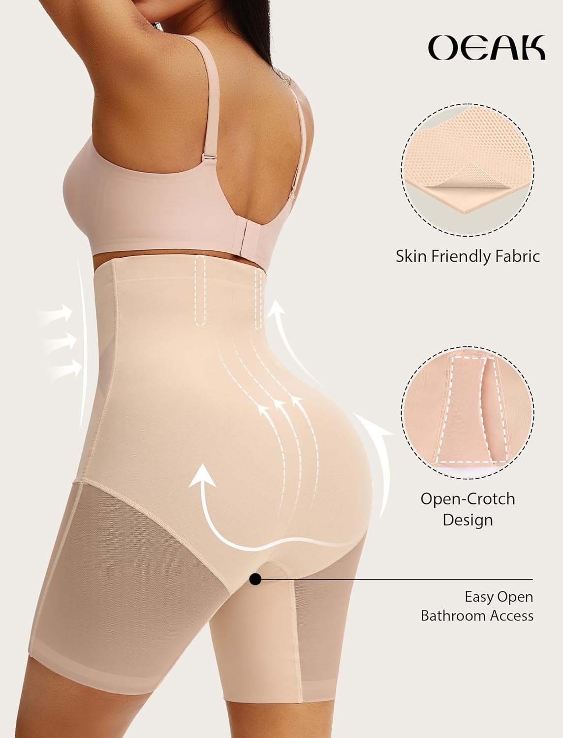 image:imageOEAK Womens Push Up Everyday Bras Coffee amp SuperPower Tummy Control Shapewear Nude M