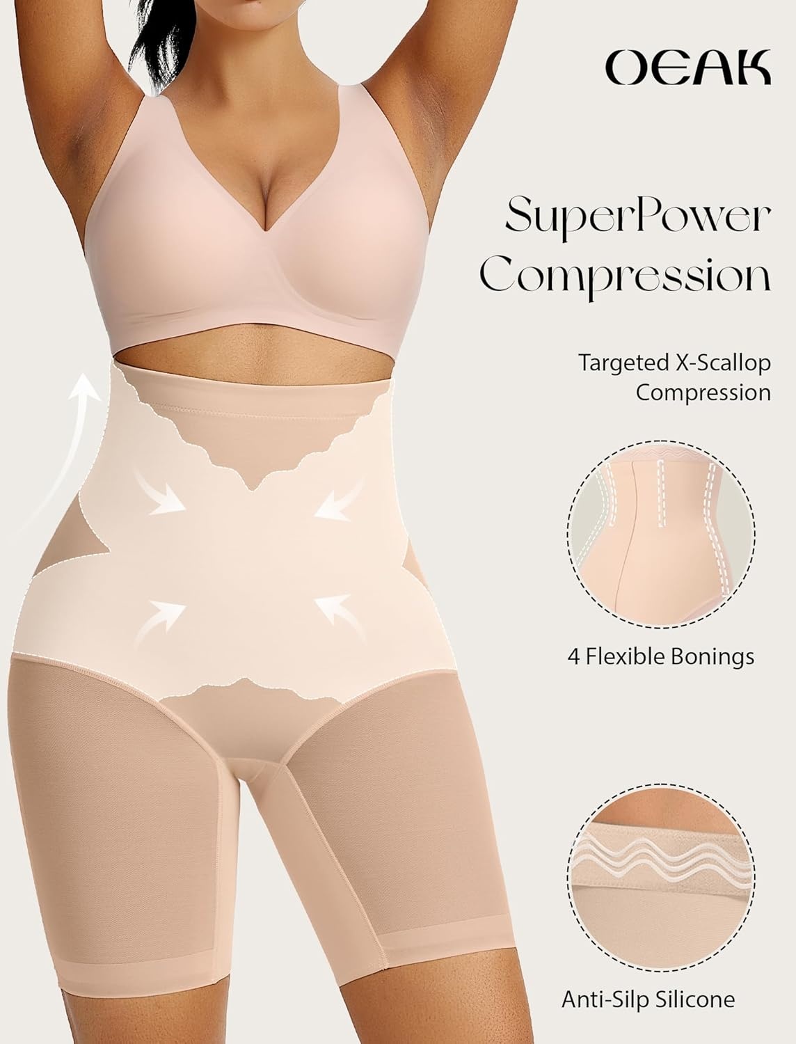 image:imageOEAK Womens Push Up Everyday Bras amp SuperPower Tummy Control Shapewear Nude L