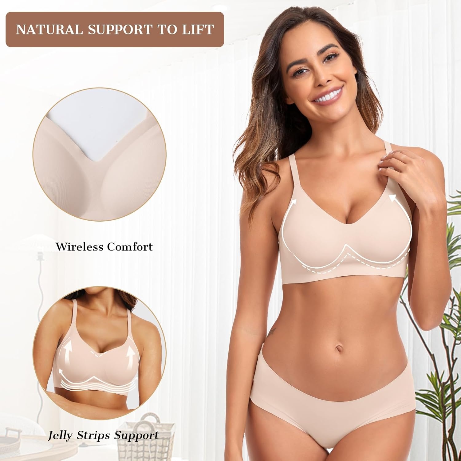 image:imageOEAK Womens Push Up Everyday Bras amp SuperPower Tummy Control Shapewear Nude S