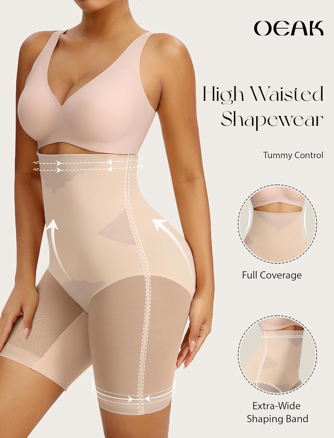 image:imageOEAK Womens Push Up Everyday Bras amp SuperPower Tummy Control Shapewear Nude S