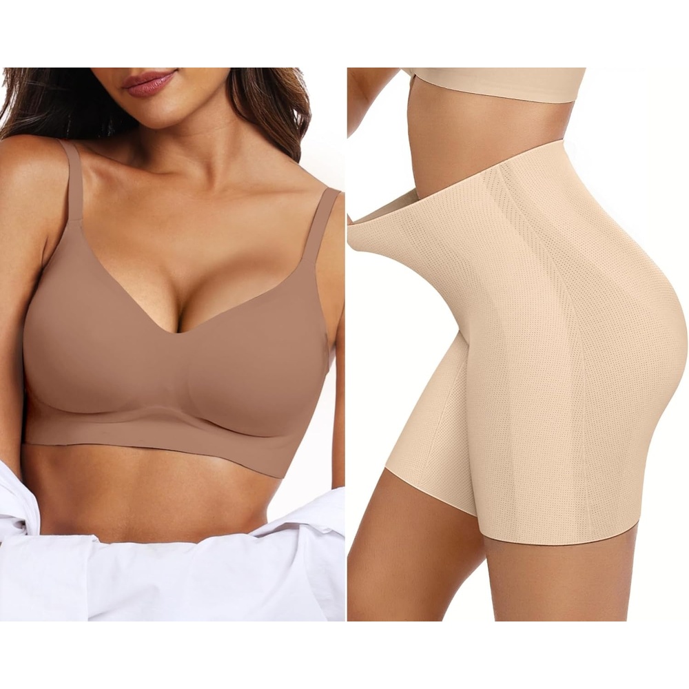 image:imageOEAK Womens Push Up Everyday Bras Coffee amp Tummy Control Shapewear for Women Seamless Nude L