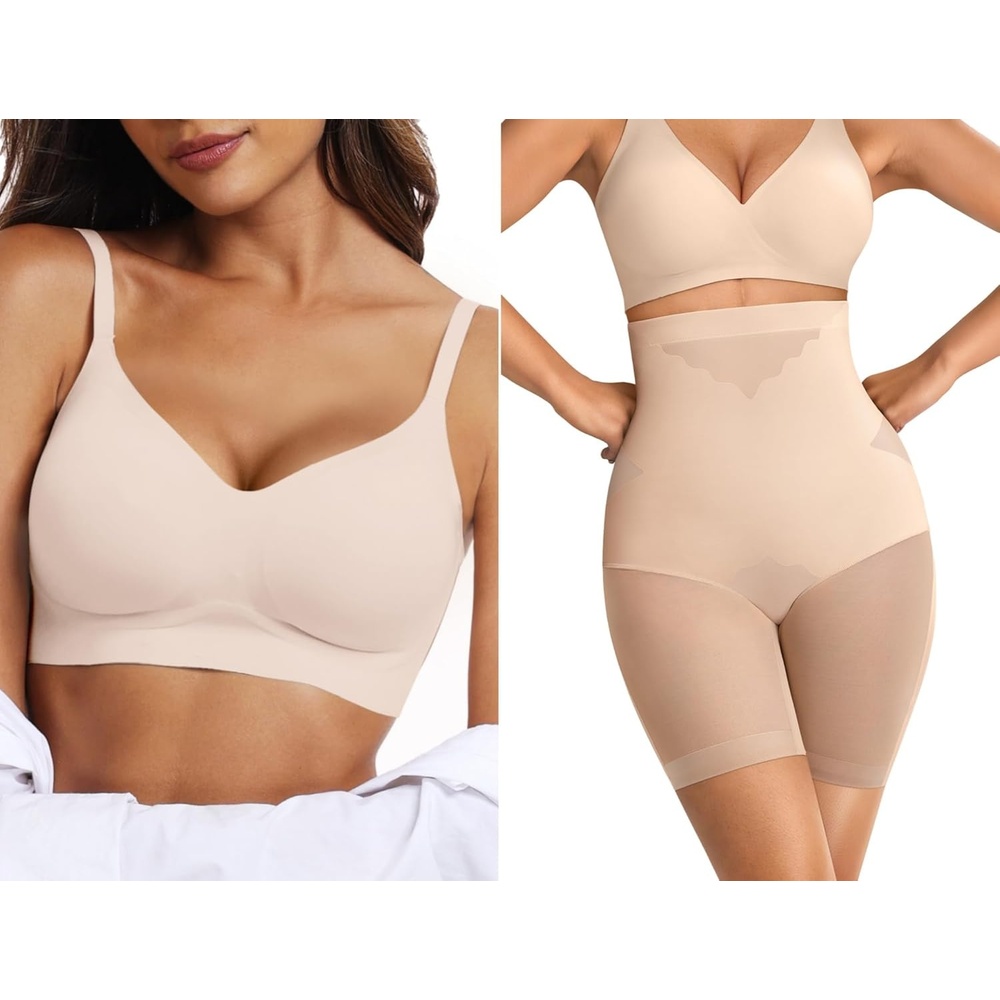 image:imageOEAK Womens Push Up Everyday Bras amp SuperPower Tummy Control Shapewear Nude L