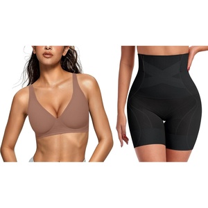 image:imageOEAK Deep V Bras Coffee 2XLTummy Control Shapewear Thigh Slimmer Black 2XL