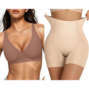 image:imageOEAK Womens Deep V Bras Wireless Bras Coffee amp Tummy Control Shapewear for Women Seamless Nude 3XL