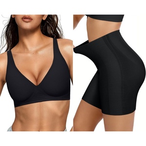 image:imageOEAK Womens Deep V Bras Wireless Bras amp Tummy Control Shapewear Seamless Black L