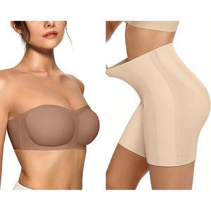 image:imageOEAK Womens Strapless Bras Push Up Bandeau Bra Coffee amp Tummy Control Shapewear Nude L