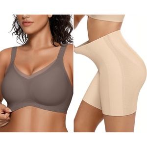 image:imageOEAK Womens Wireless Bras V Mesh Comfortable Grey amp Tummy Control Shapewear Nude M