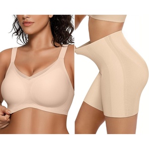 image:imageOEAK Womens Wireless Bras V Mesh Comfortable amp Tummy Control Shapewear Nude L