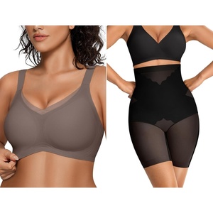 image:imageOEAK Womens Wireless Bras V Mesh Grey amp Tummy Control SuperPower Black M