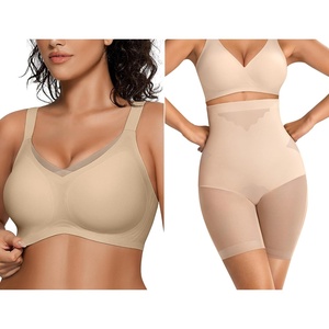 image:imageOEAK Womens Wireless Bras V Mesh Semolina amp Tummy Control Superpower Nude S