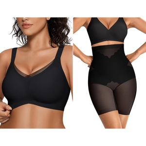 image:imageOEAK Womens Wireless Bras V Mesh amp Tummy Control SuperPower Black M