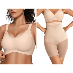 image:imageOEAK Womens Wireless Bras V Mesh amp Tummy Control SuperPower Nude L