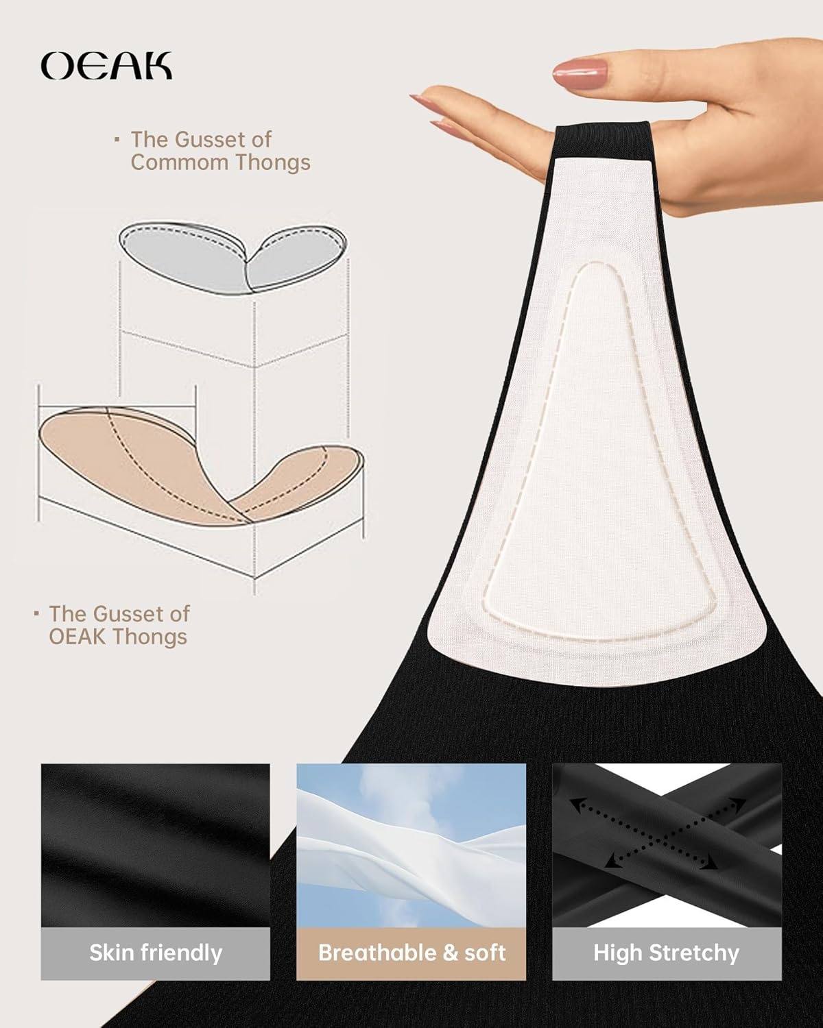image:imageOEAK Seamless Thongs for Women Invisible Thongs No Show Thong Panty Liners Tangas Comfortable Workout GStrings Underwear2skin Nude