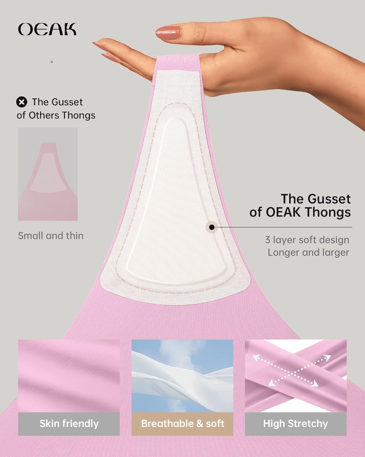 image:imageOEAK Seamless Thongs for Women Invisible Thongs No Show Thong Panty Liners Tangas Comfortable Workout GStrings UnderwearCherry Blossom