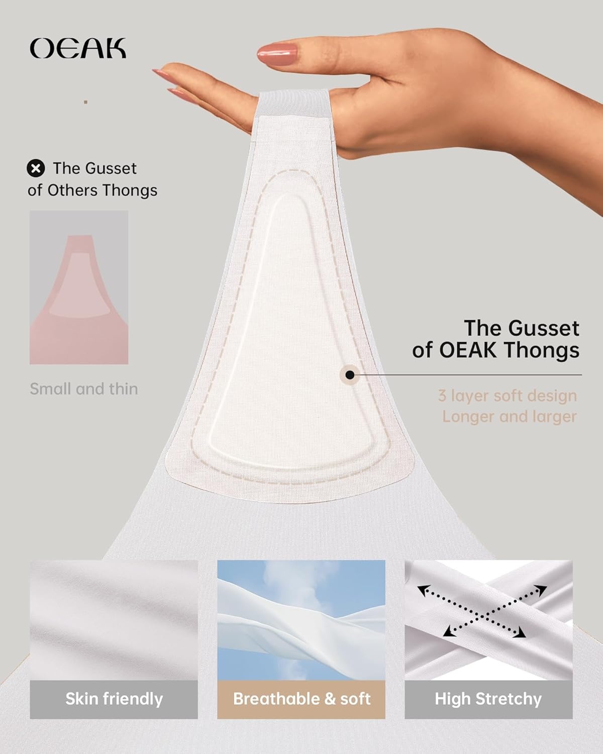 image:imageOEAK Seamless Thongs for Women Invisible Thongs No Show Thong Panty Liners Tangas Comfortable Workout GStrings UnderwearWhite