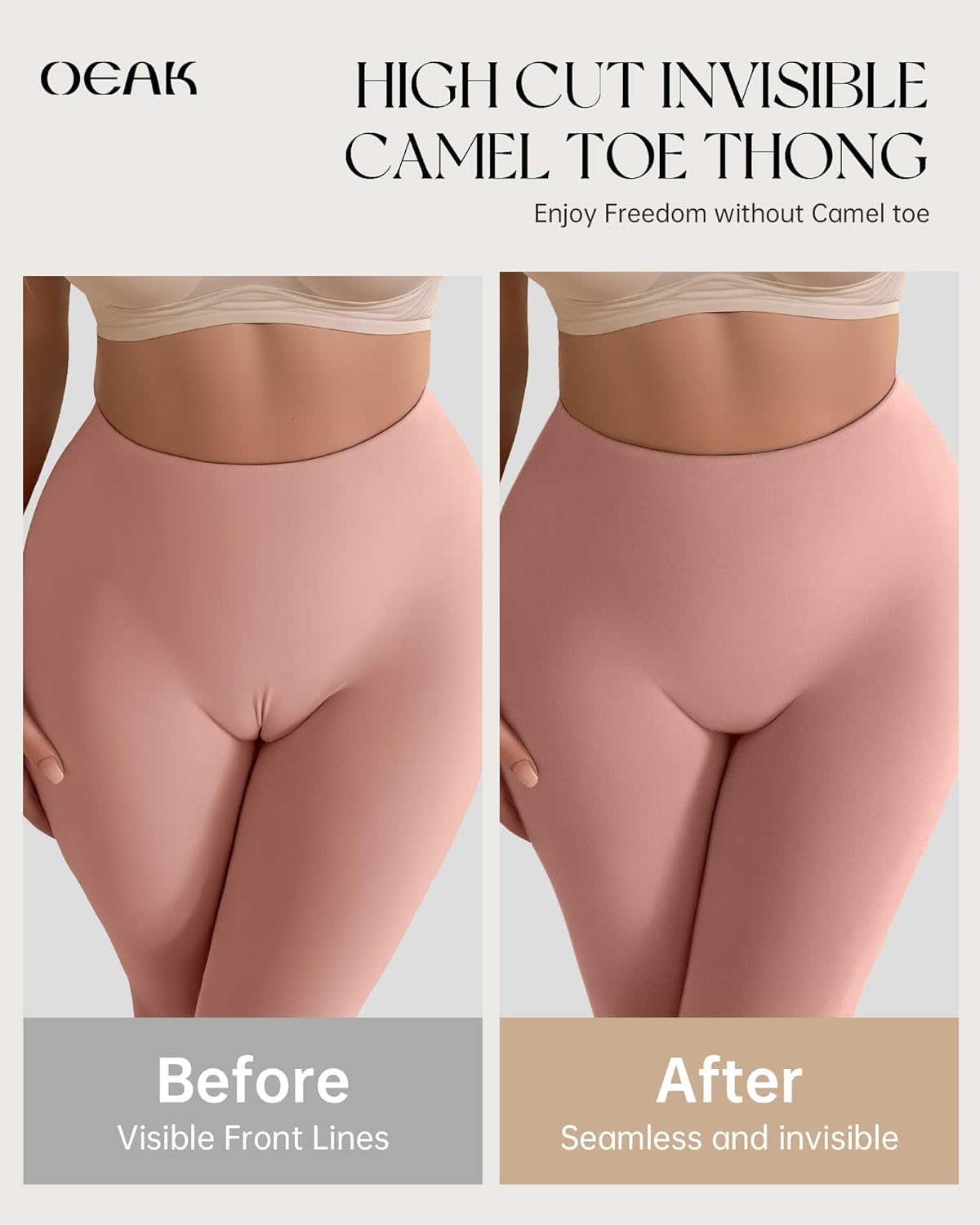 image:imageOEAK Seamless Thongs for Women Invisible Thongs No Show Thong Panty Liners Tangas Comfortable Workout GStrings UnderwearWhite