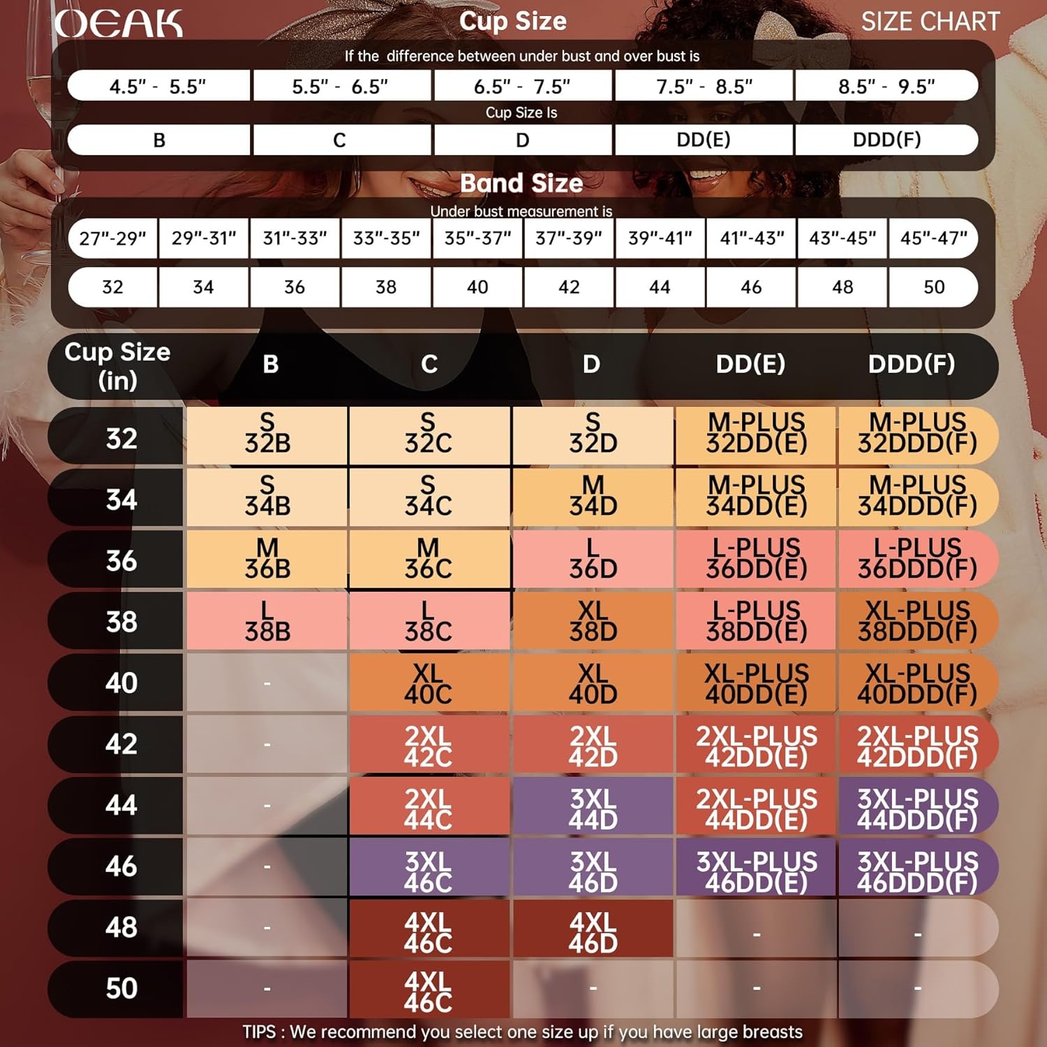 image:imageOEAK Womens Wireless Seamless Bras Jelly Full Coverage Supportive Bra Push Up Plus Size Everyday Bra Comfortable Tshirt Bras Brown XXLPlus