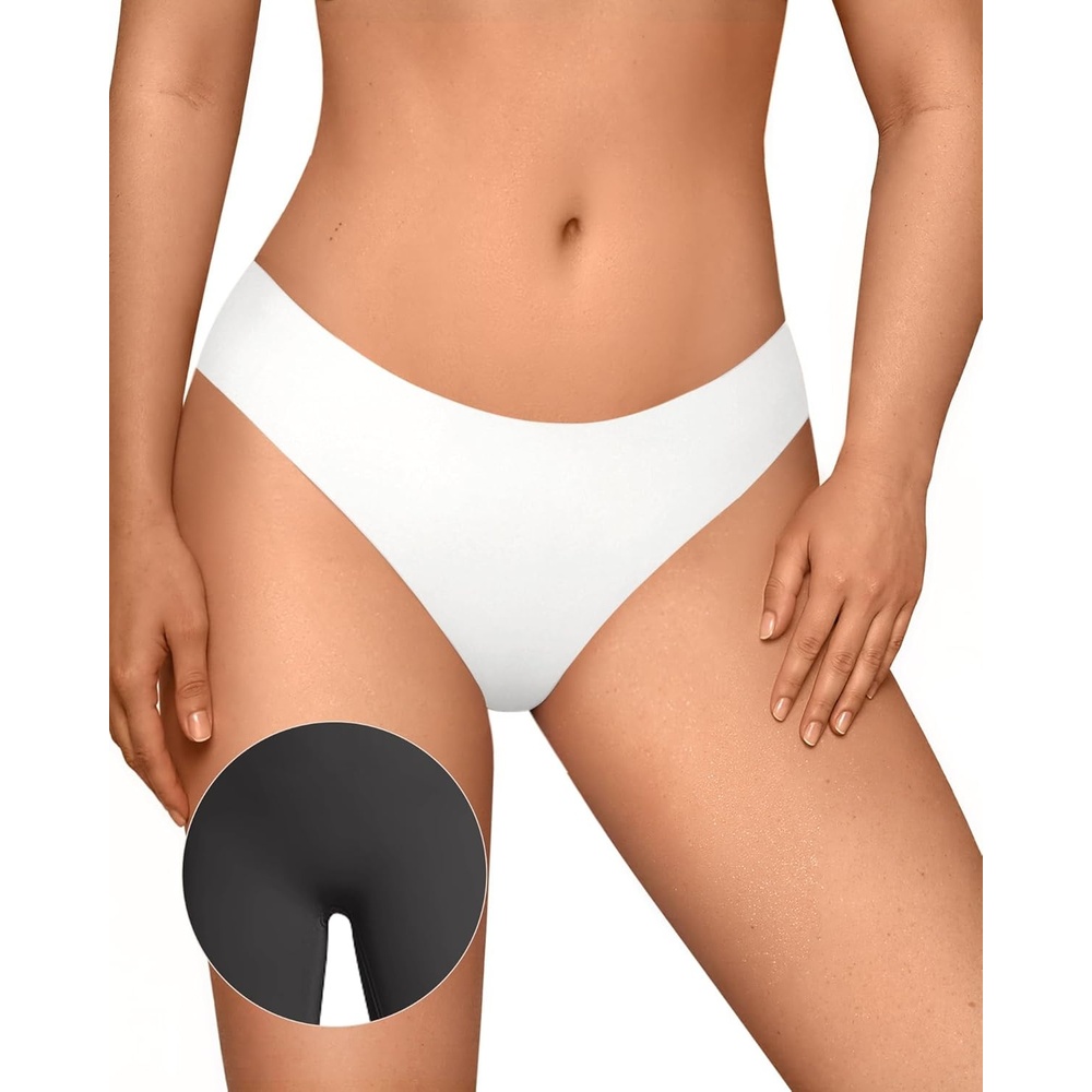 image:imageOEAK Seamless Thongs for Women Invisible Thongs No Show Thong Panty Liners Tangas Comfortable Workout GStrings UnderwearWhite