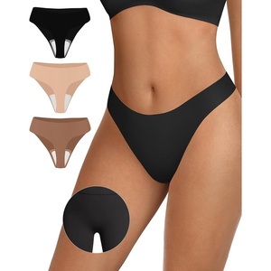 image:imageOEAK Seamless Thongs for Women Invisible Thongs No Show Thong Panty Liners Tangas Comfortable Workout GStrings Underwear3p1black1skin Nude1latte