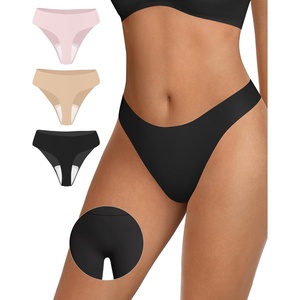 image:imageOEAK Seamless Thongs for Women Invisible Thongs No Show Thong Panty Liners Tangas Comfortable Workout GStrings Underwear3p1black1skin Nude1peach Pink