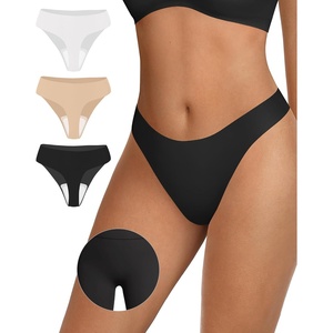 image:imageOEAK Seamless Thongs for Women Invisible Thongs No Show Thong Panty Liners Tangas Comfortable Workout GStrings Underwear3p1black1skin Nude1white