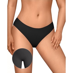 image:imageOEAK Seamless Thongs for Women Invisible Thongs No Show Thong Panty Liners Tangas Comfortable Workout GStrings UnderwearBlack