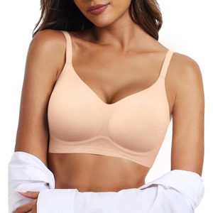 image:imageOEAK Womens Wireless Bras Comfortable Push Up Bra No Underwire Bra Everyday Bras Jacquard Nude 3XL